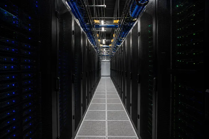 A data center aisle